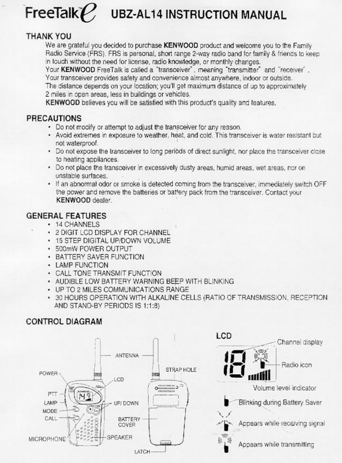 Kenwood UBZ-AL14 User Manual