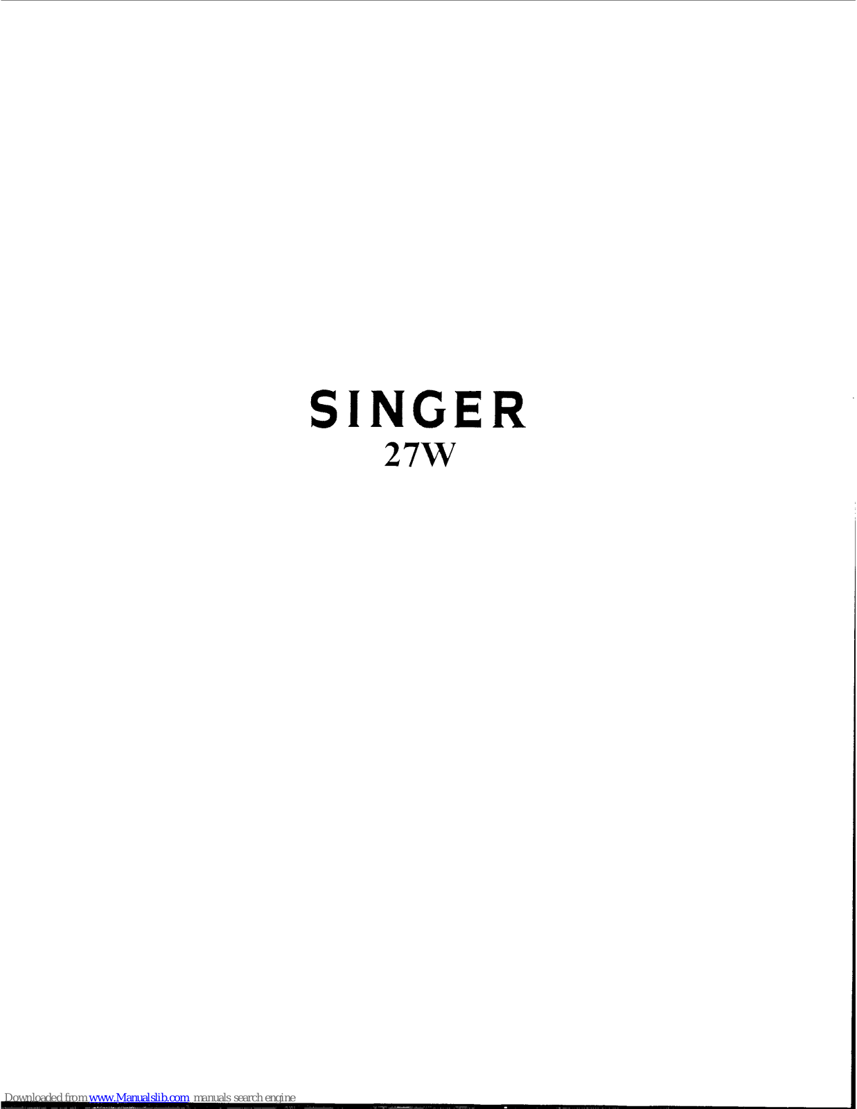 Singer 27W Instructions Manual - ManualMachine.com