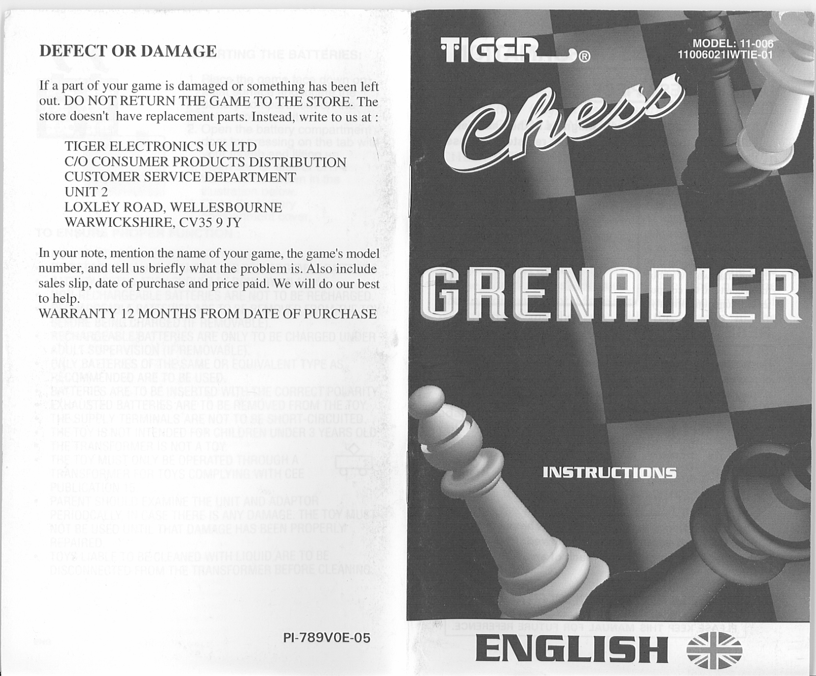 HASBRO Chess Grenadier User Manual