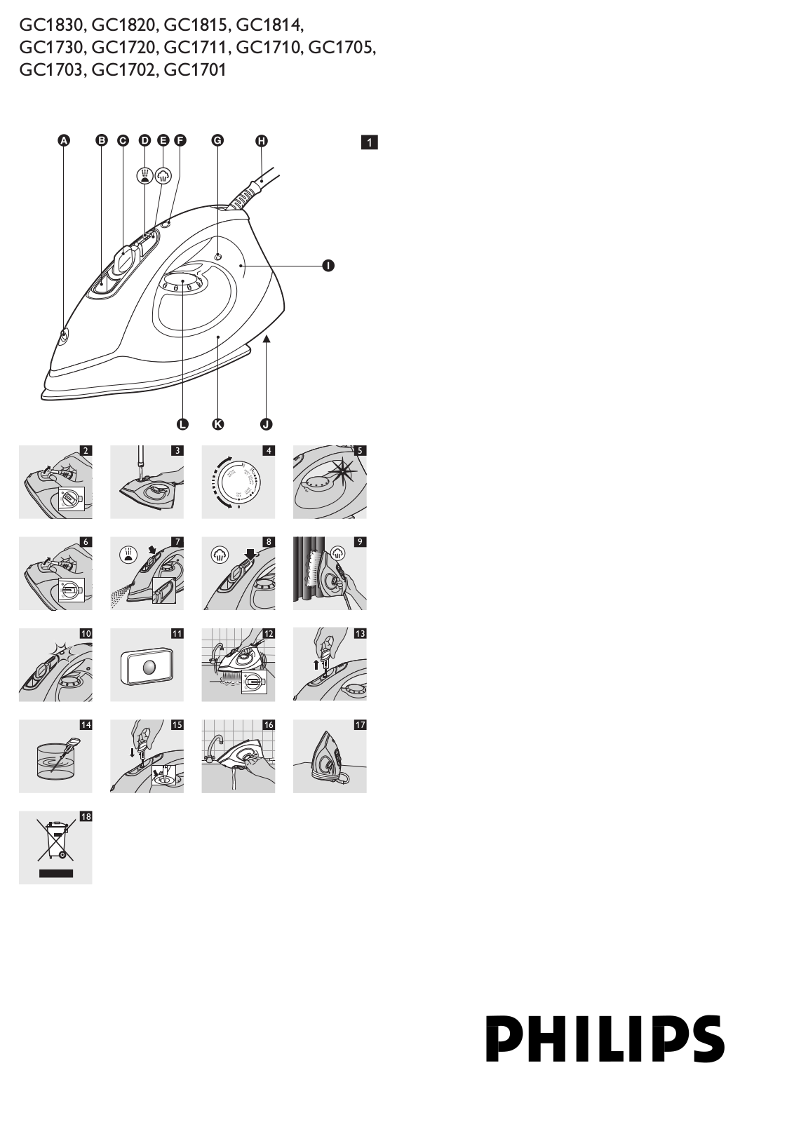 Philips GC1830, GC1820, GC1815, GC1814, GC1730 User Guide