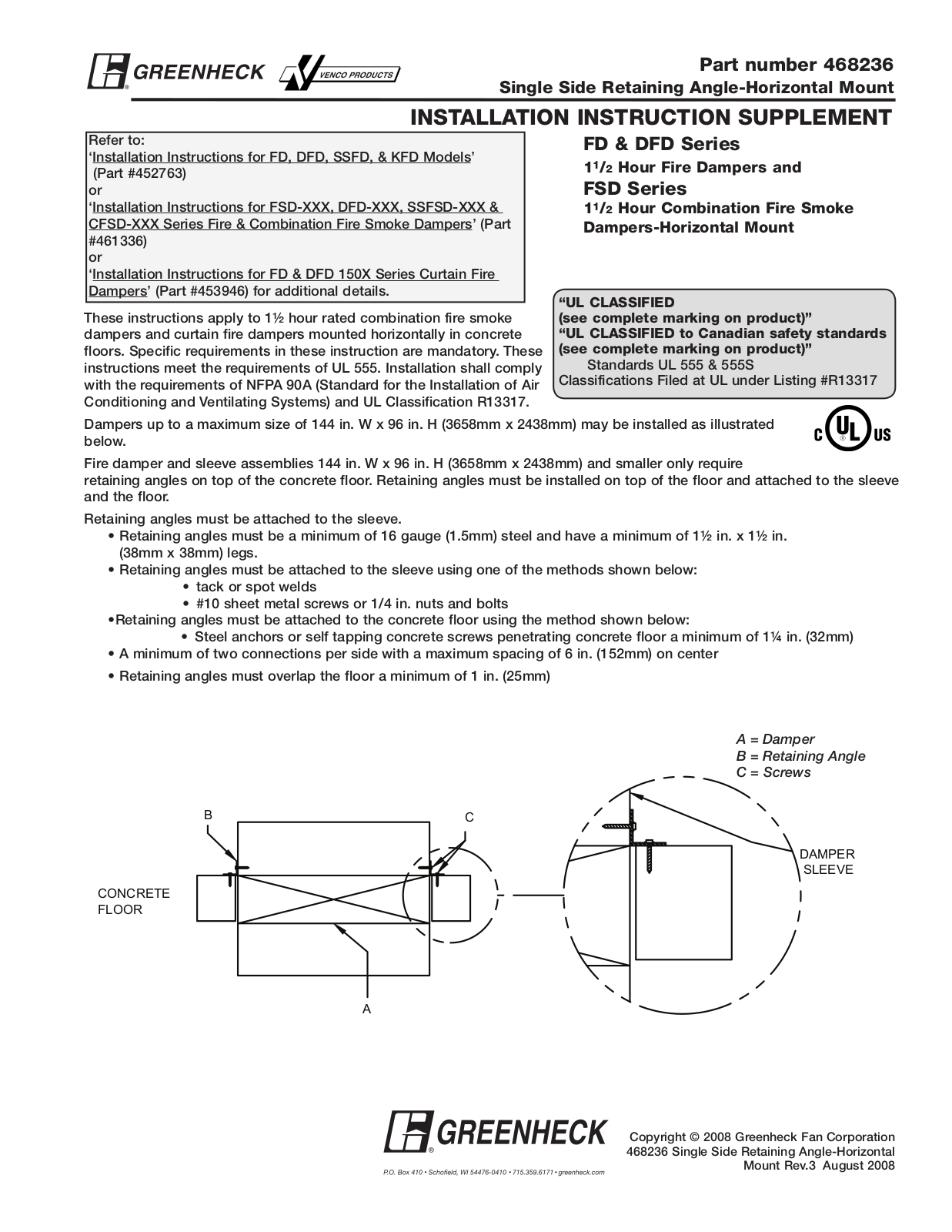 Greenheck Fan FSD-XXX, DFD-XXX, CFSD-XXX, SSFSD-XXX User Manual