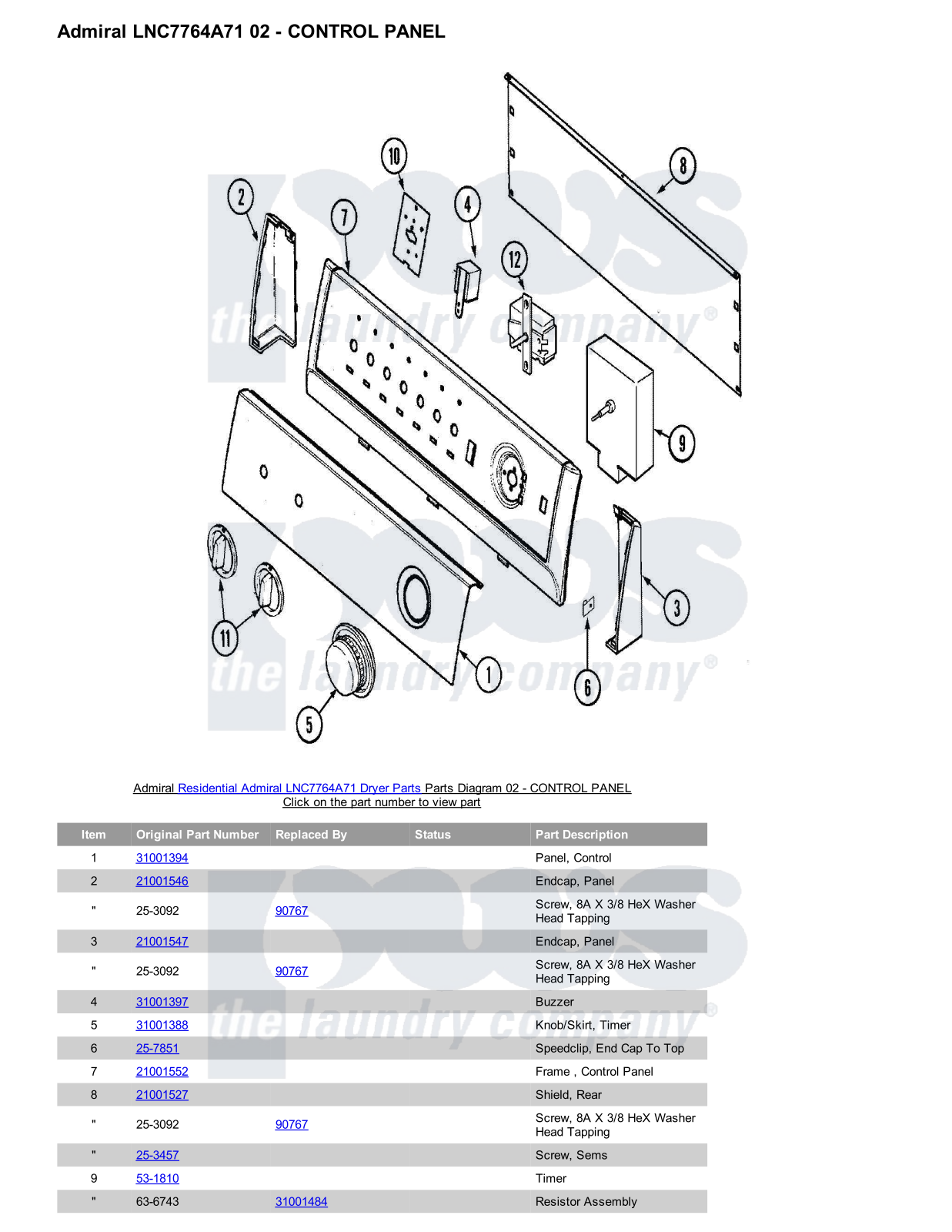 Admiral LNC7764A71 Parts Diagram