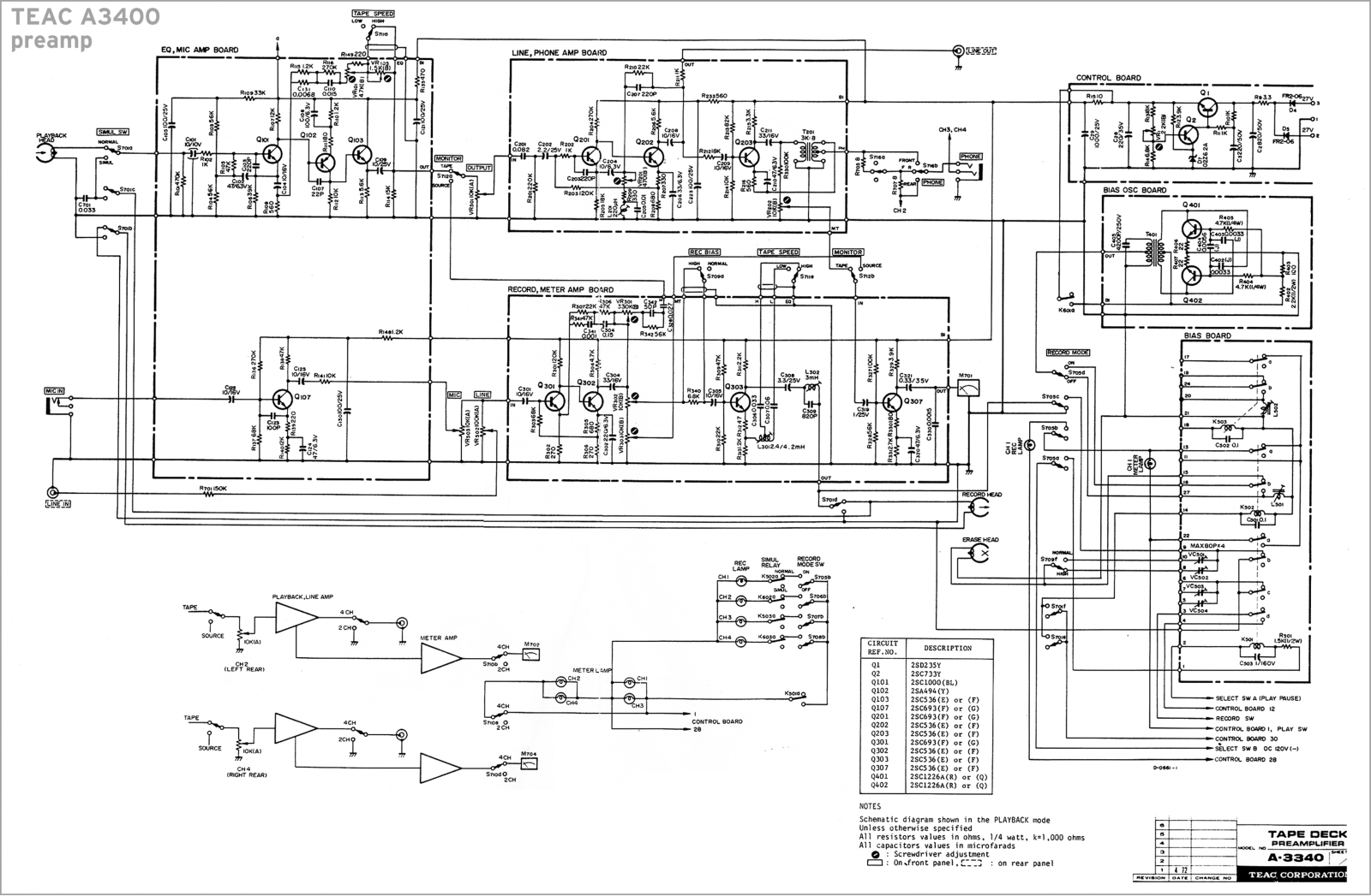 TEAC A-3400 Schematic