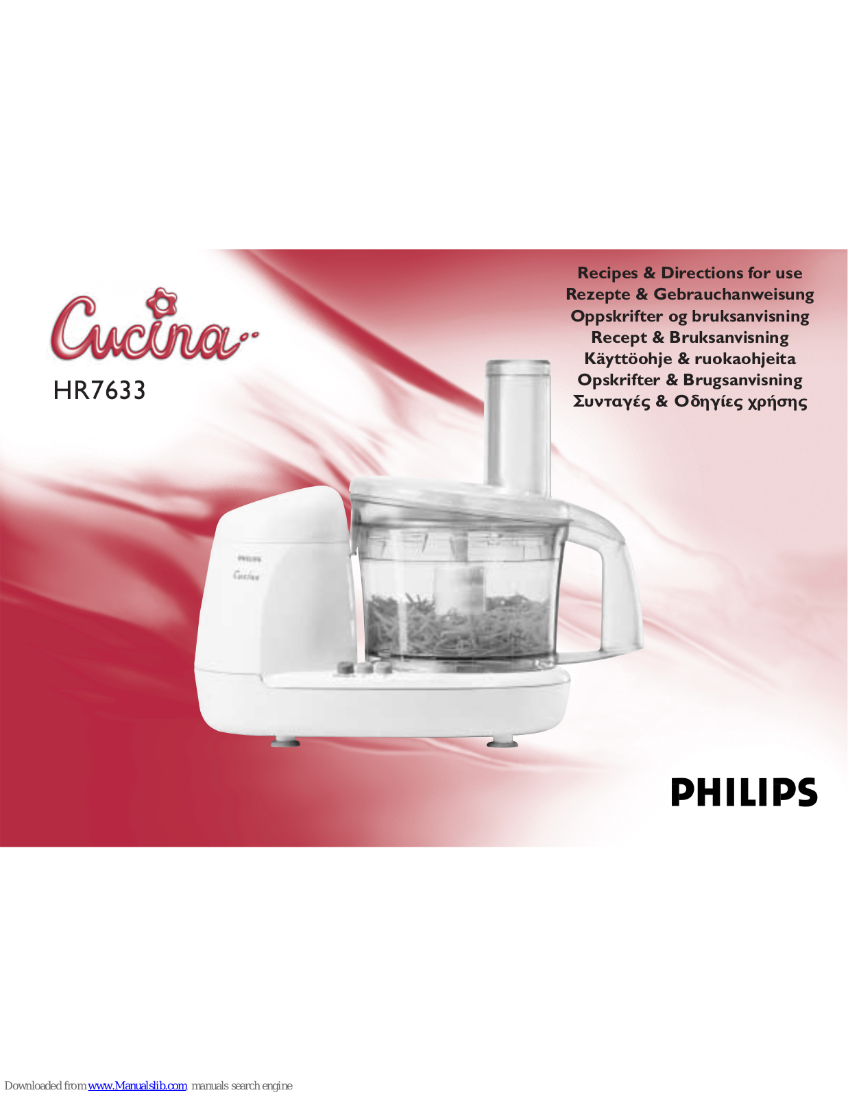 Philips HR7633/10, HR7633/80, HR7633/81, HR7633/16, HR7633/61 Recipes & Directions For Use