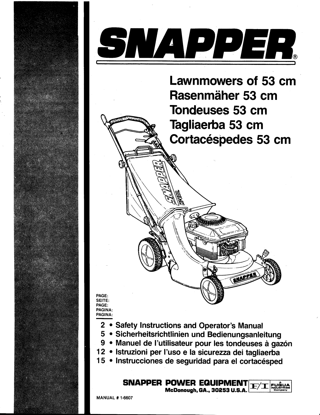 Snapper 1-6607 User Manual