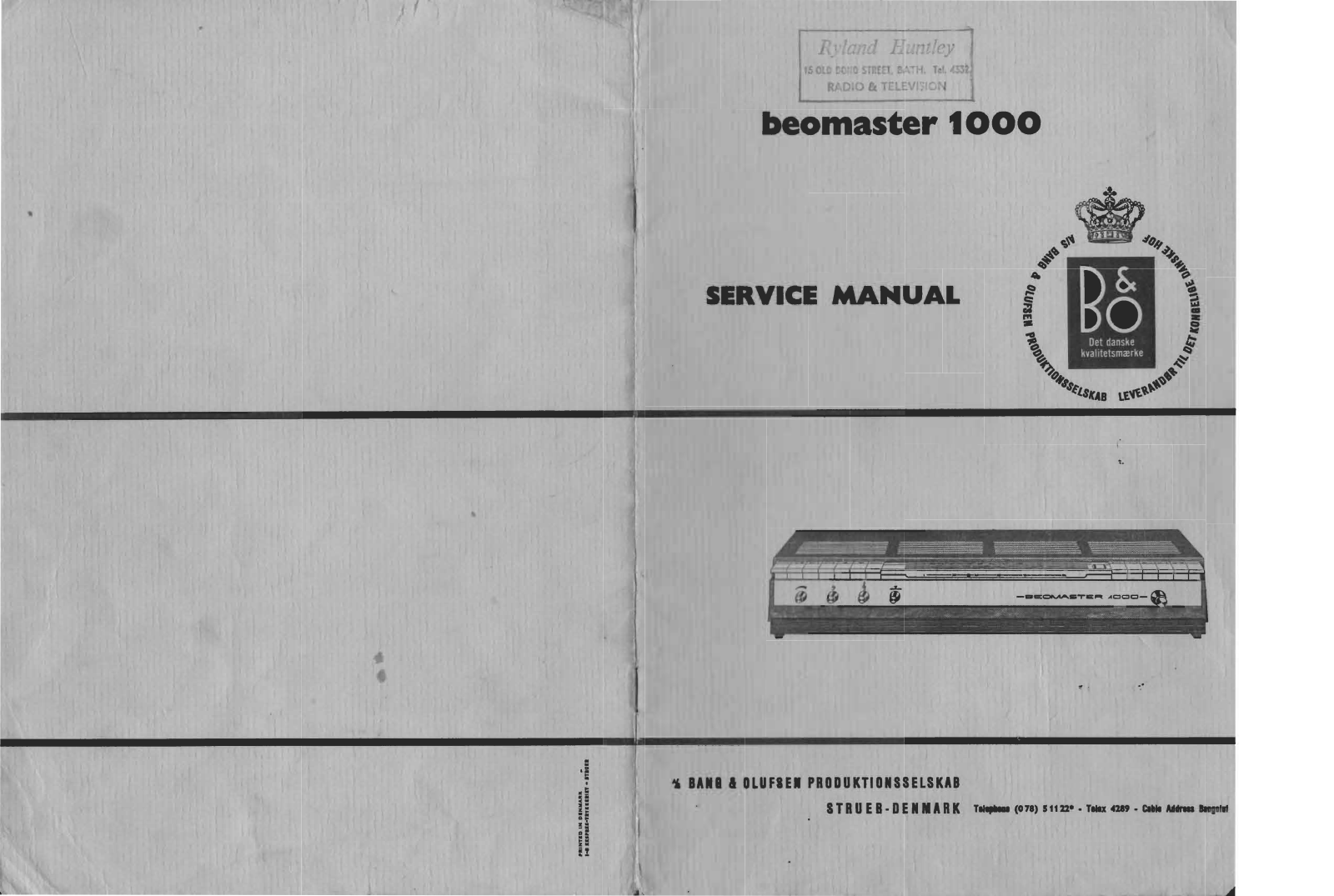 Bang and Olufsen Beomaster 1000 Service manual