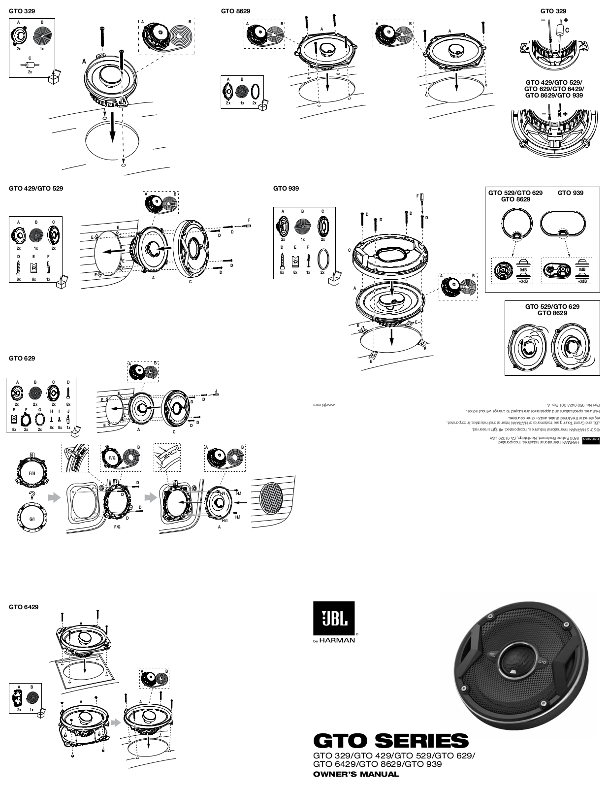 JBL GTO529, GTO629, GTO6429, GTO8629, GTO428 User Manual