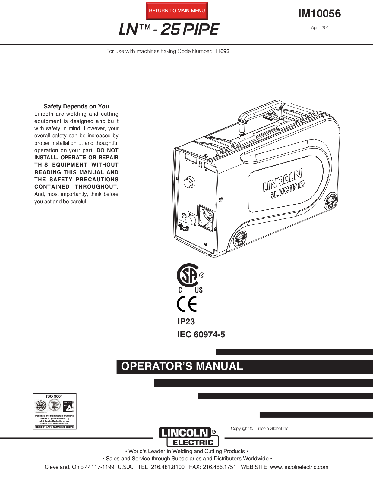 Lincoln Electric IM10056 User Manual