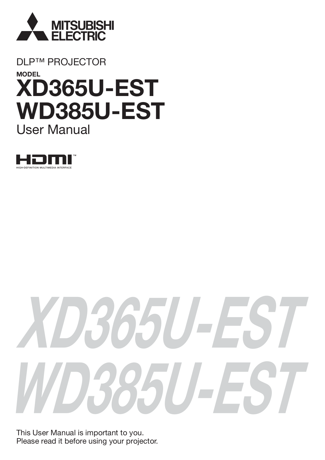 Mitsubishi XD365U-EST User Manual