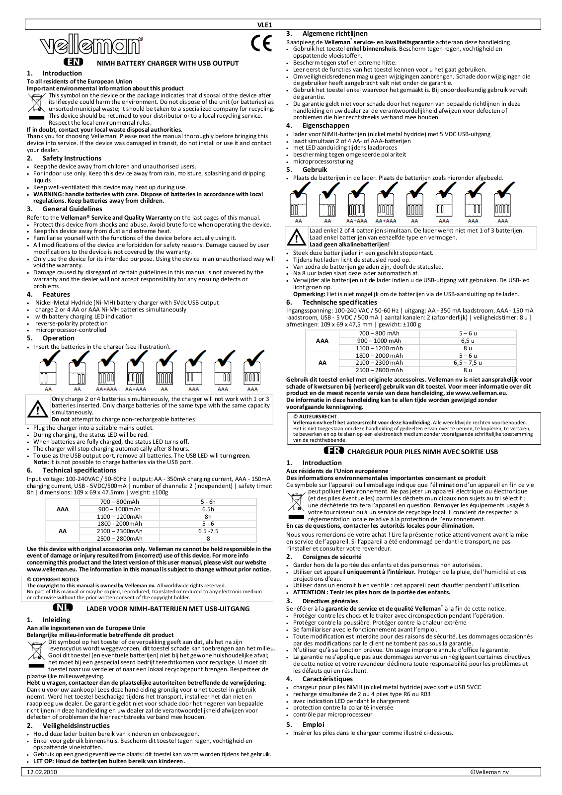 Velleman VLE1 User Manual