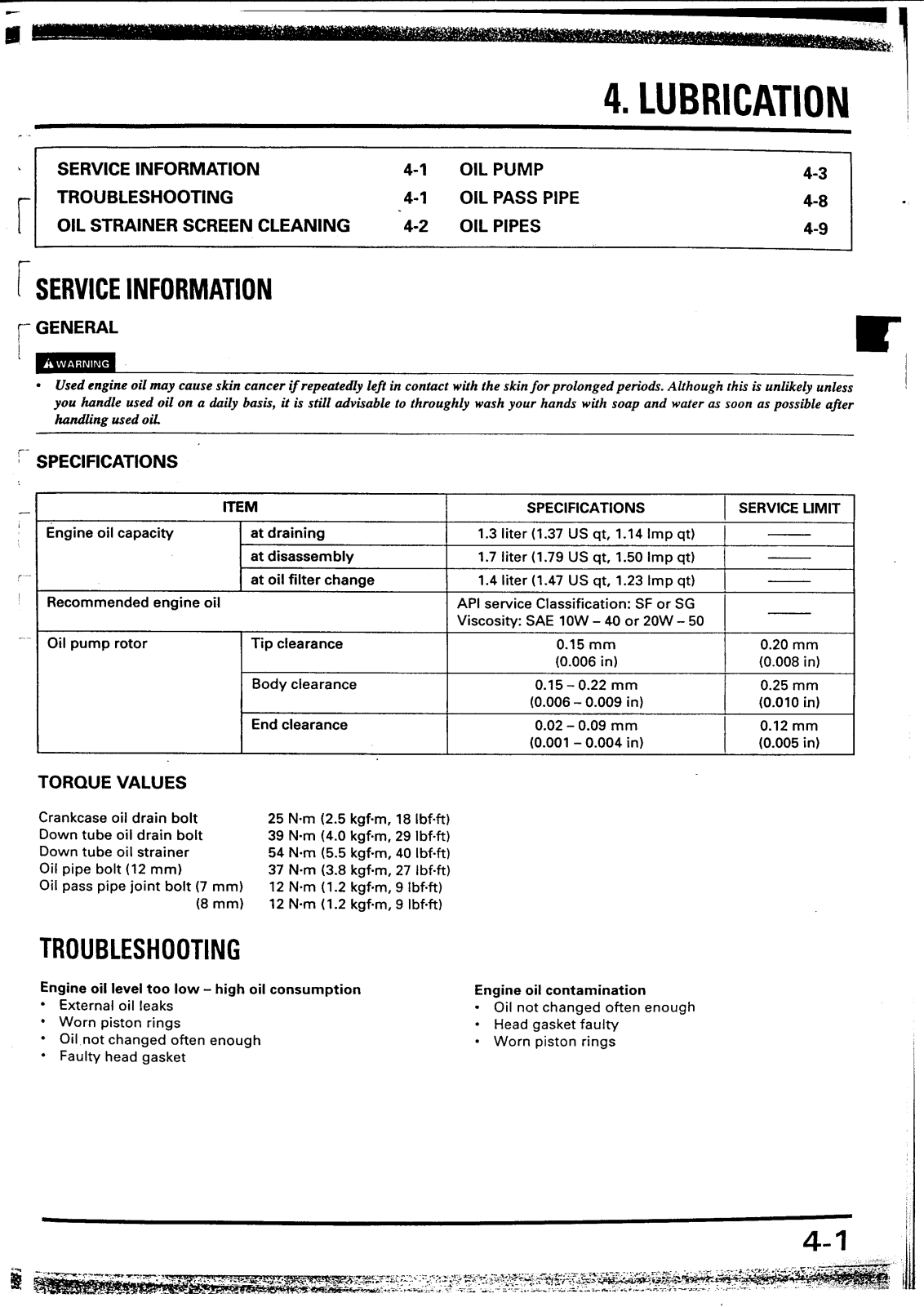 Honda XR400, XR250 Service Manual cap 4-5-6 1di2