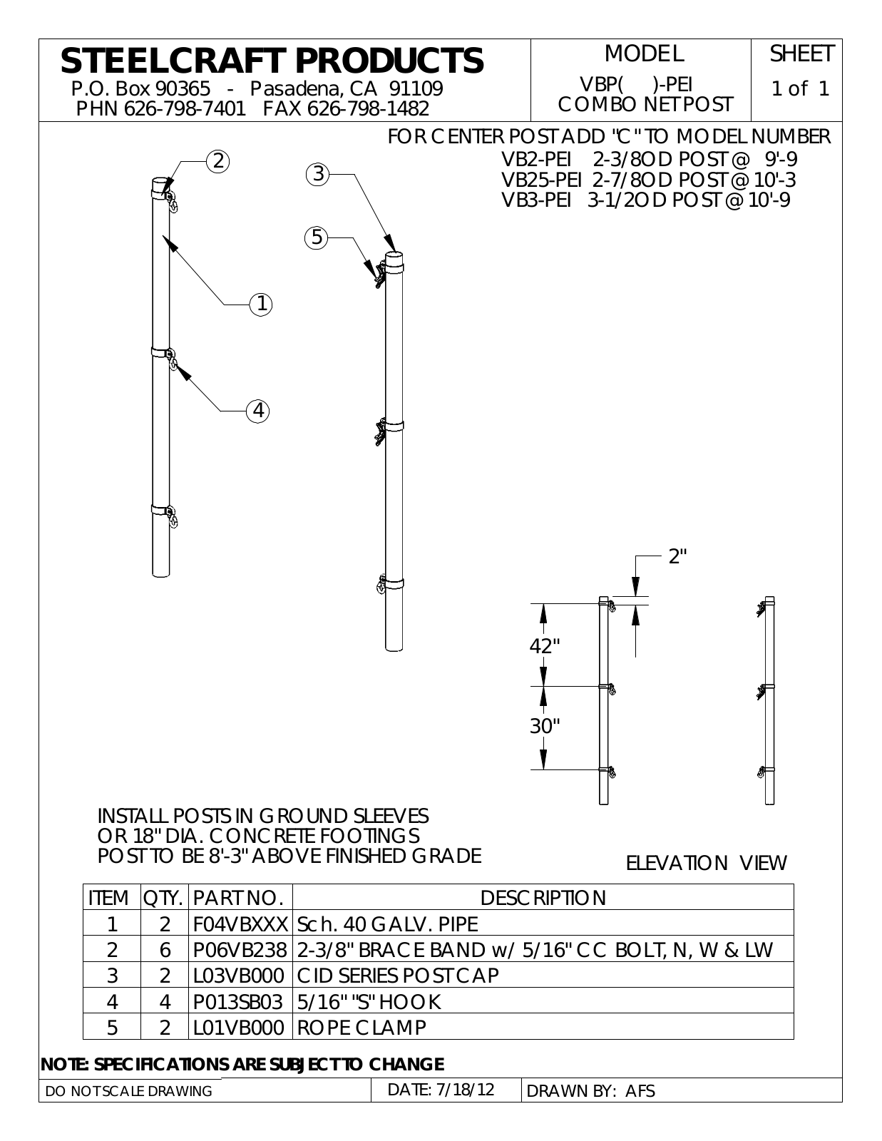 LA STEELCRAFT VBP3-PEI User Manual