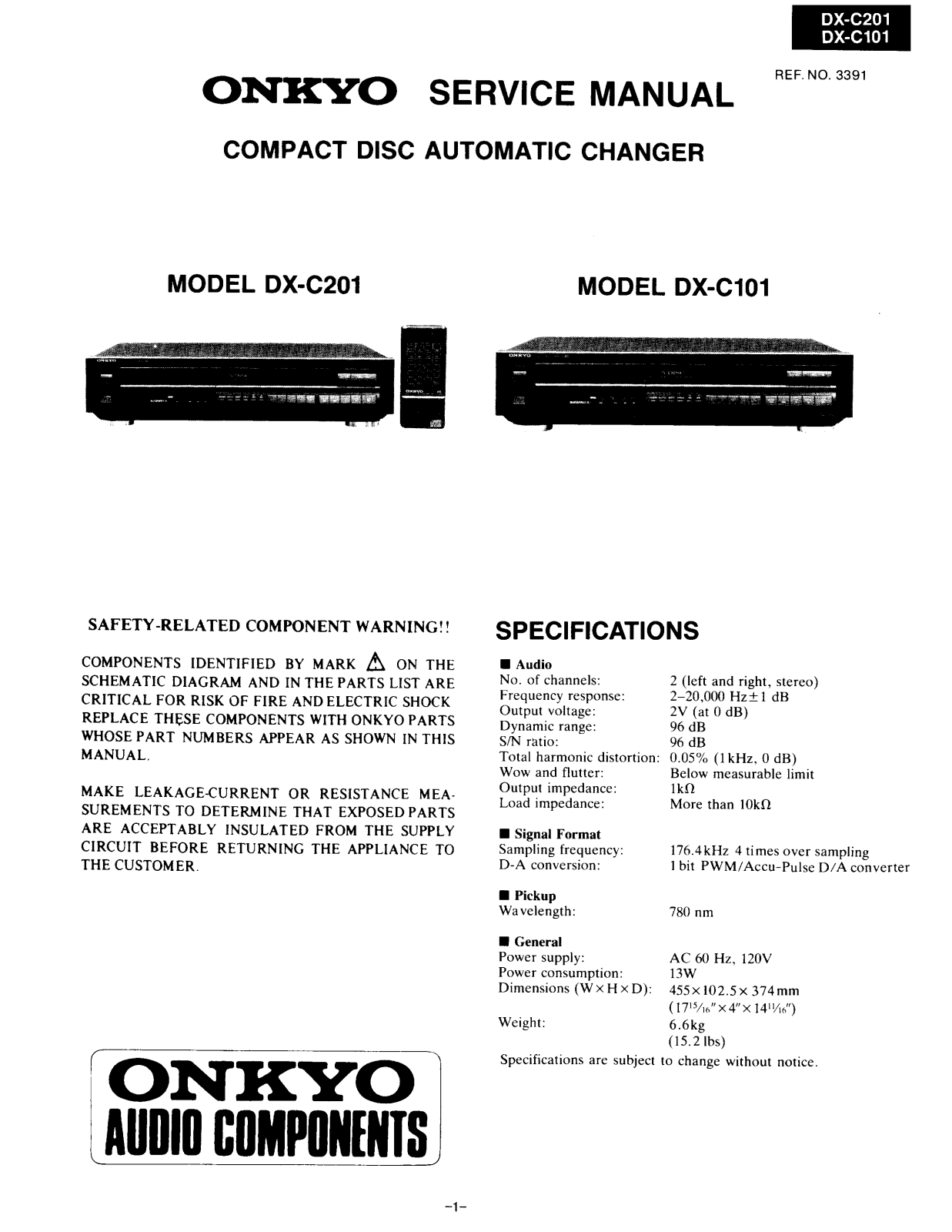 Onkyo DXC-201 Service Manual