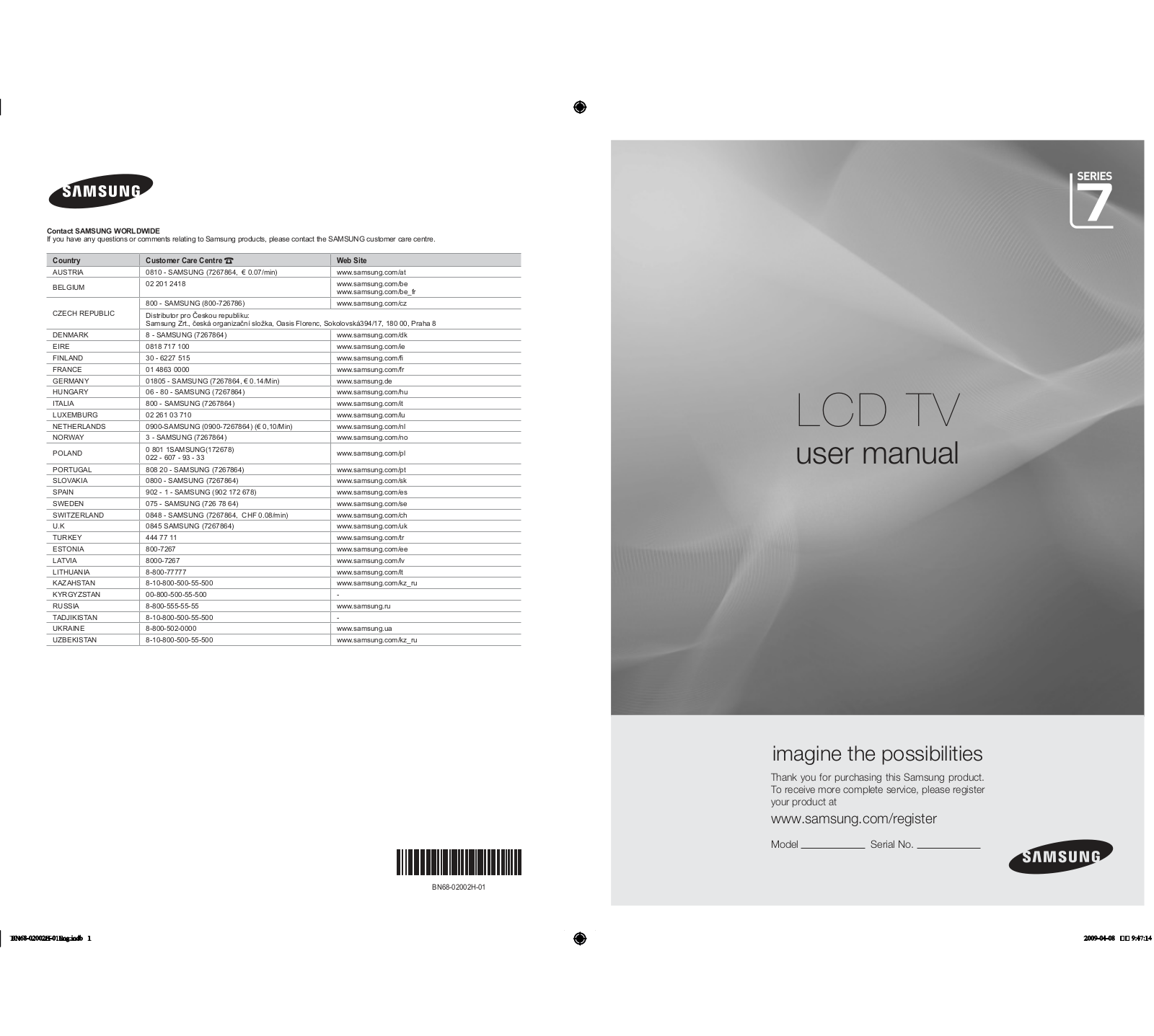Samsung Le52B55, Le40B55, Le46B55 User guide - ManualMachine.com