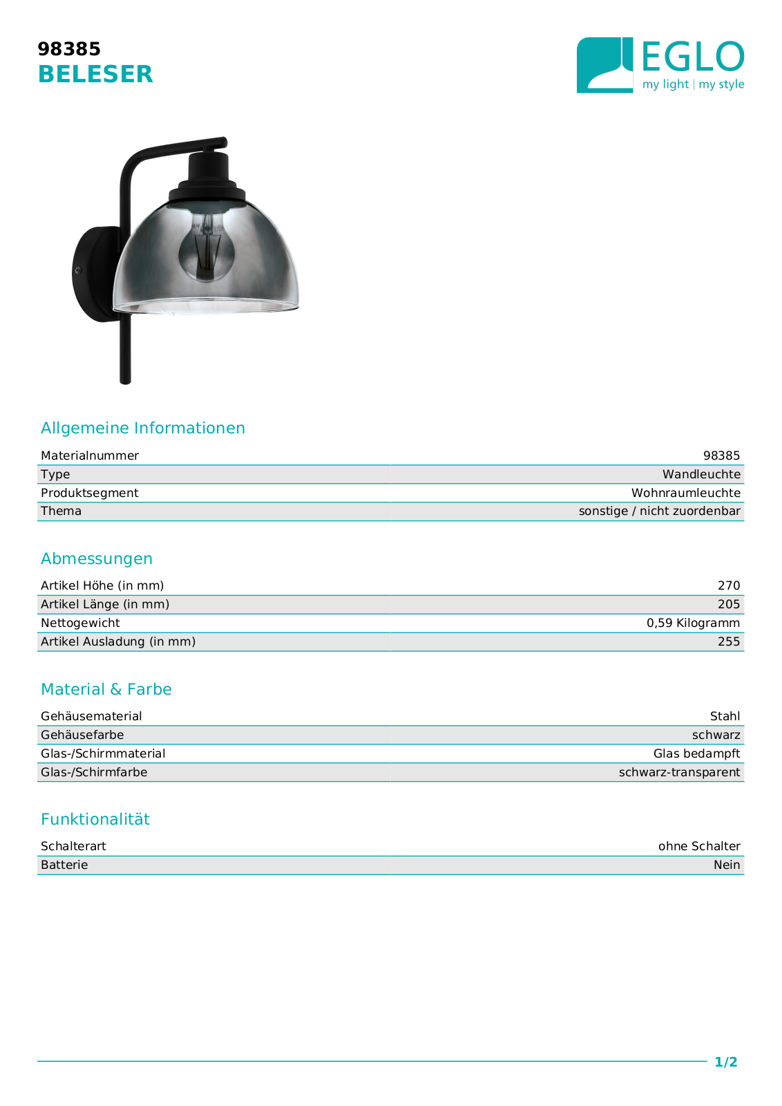 Eglo 98385 Service Manual