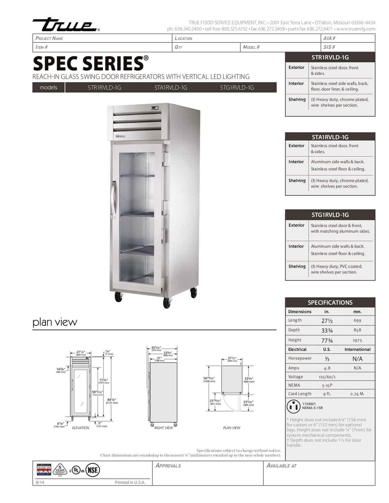 True STA1RVLD-1G User Manual