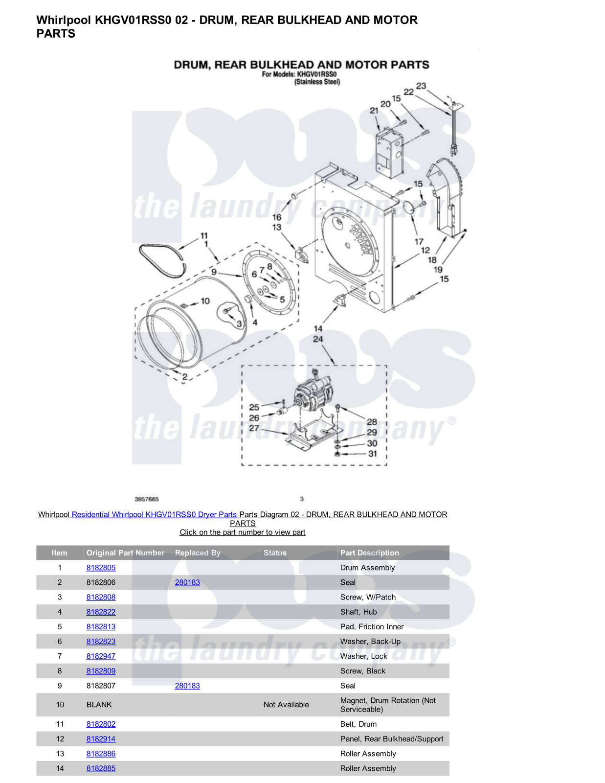 Whirlpool KHGV01RSS0 Parts Diagram