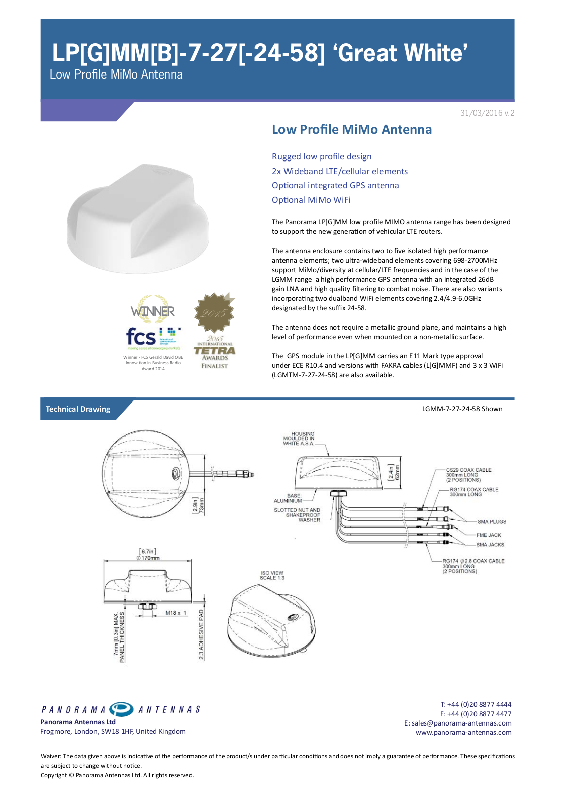 Panorama Antennas LPMM-7-27, LGMM-7-27, LGMM-7-27-24-58, LPMM-7-27-24-58 User Manual