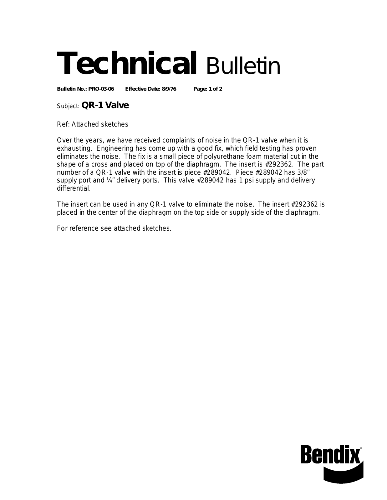 BENDIX TCH-003-006 User Manual