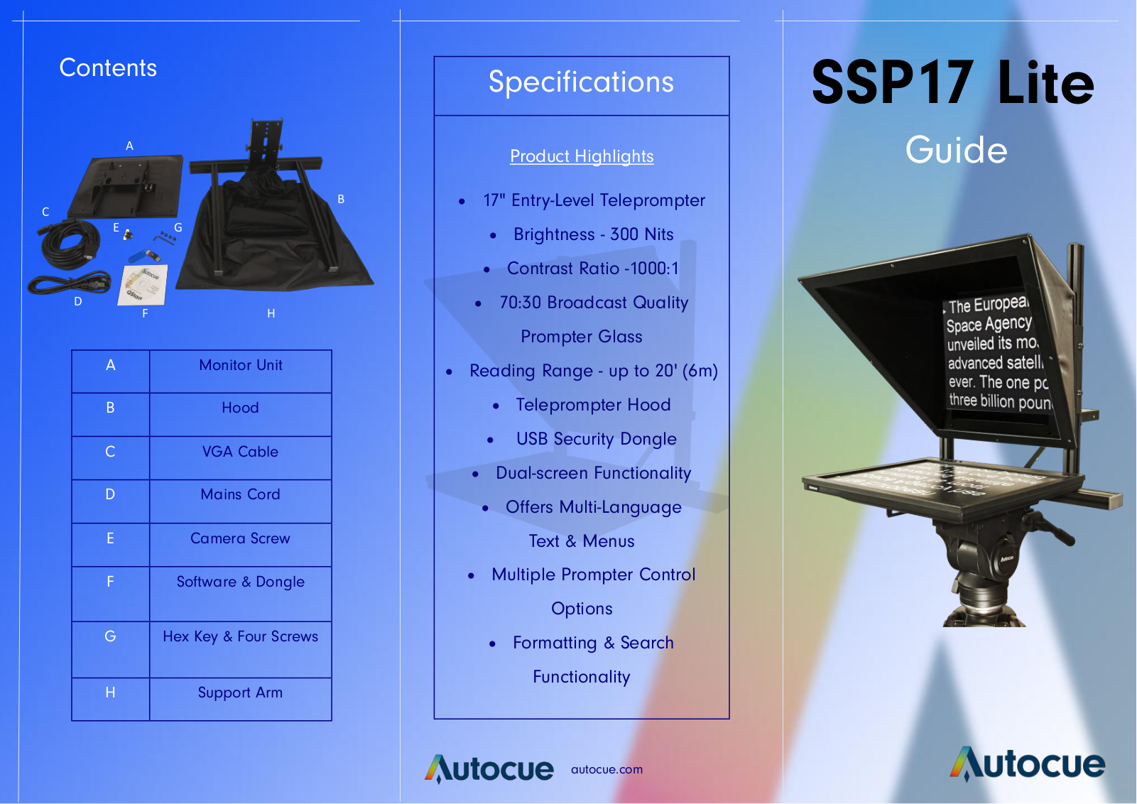 Autocue SSP17 Lite User Manual