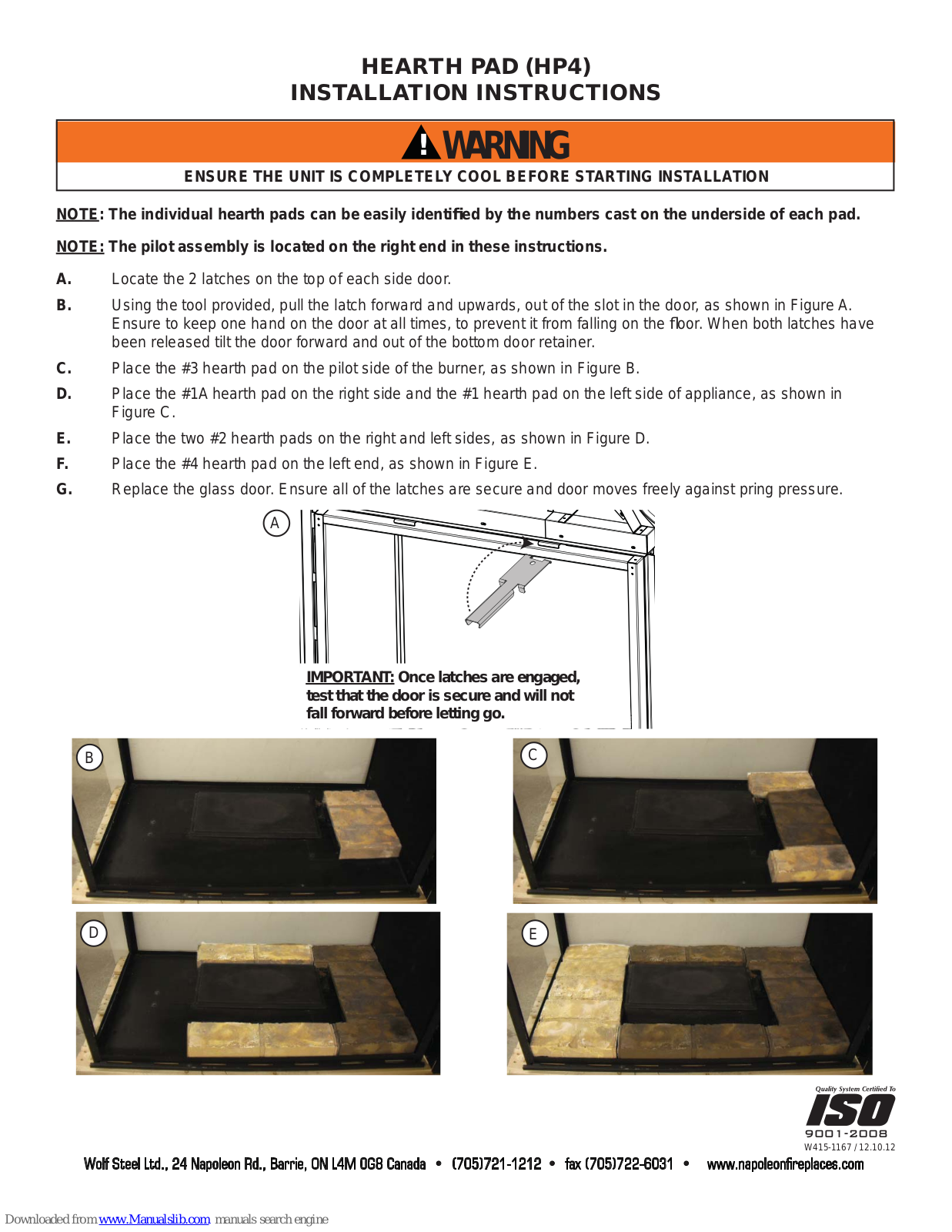 Napoleon HP4 Installation Instructions Manual