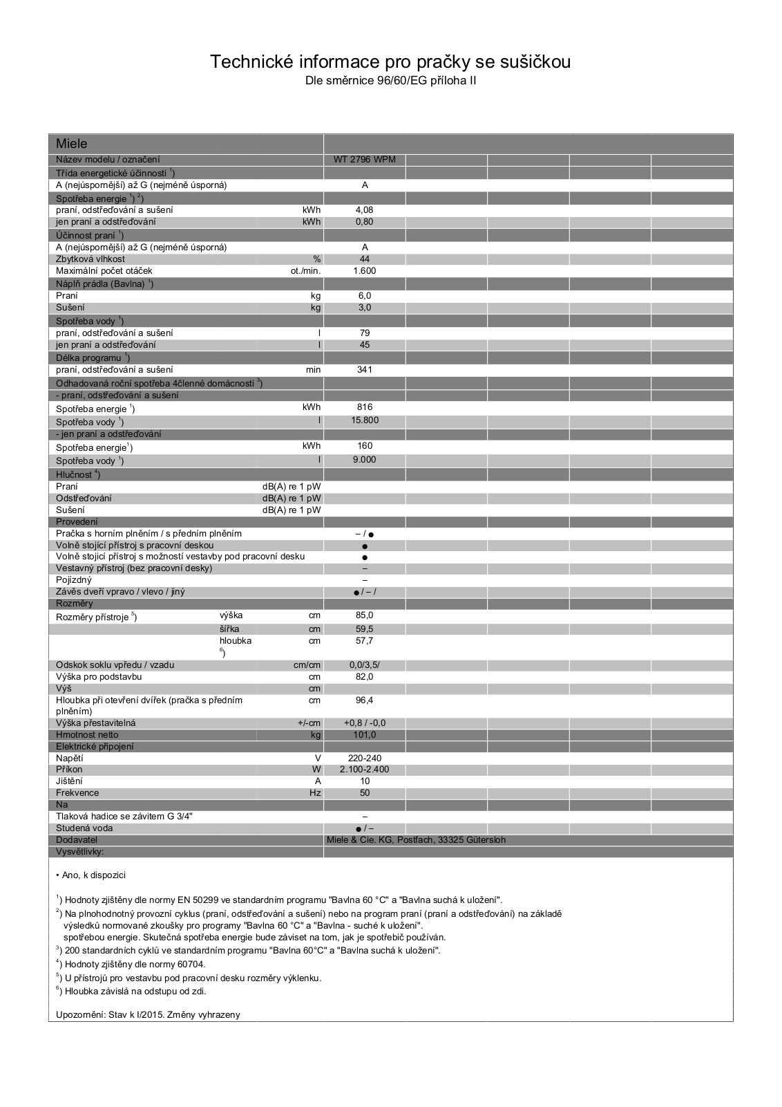 Miele WT 2796 WPM User Manual