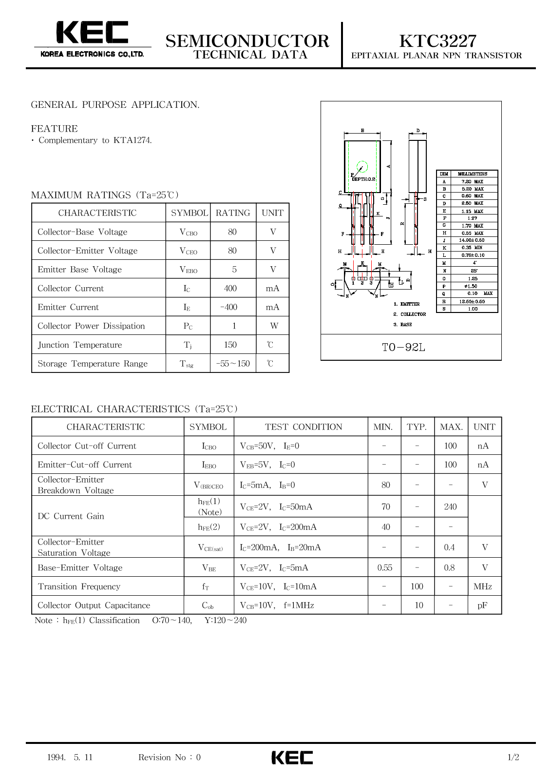 KEC KTC3227 Datasheet