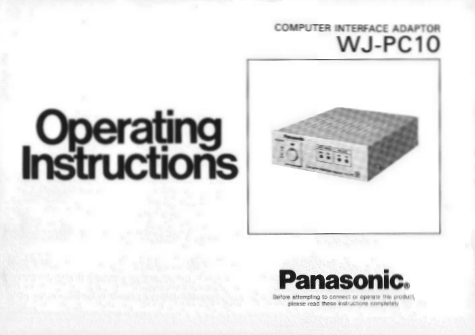 Panasonic WJ-PC10 User Manual