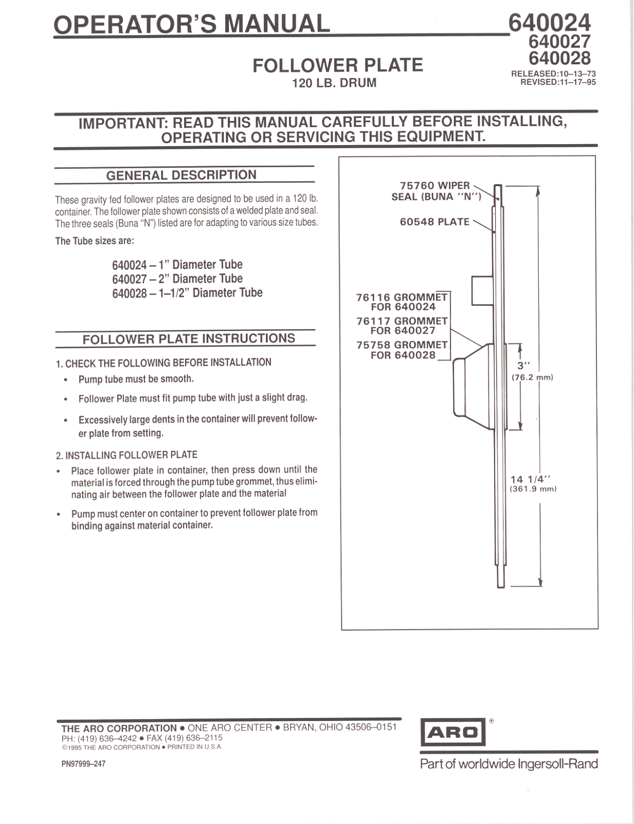 Ingersoll-Rand 640024, 640028, 640027 User Manual