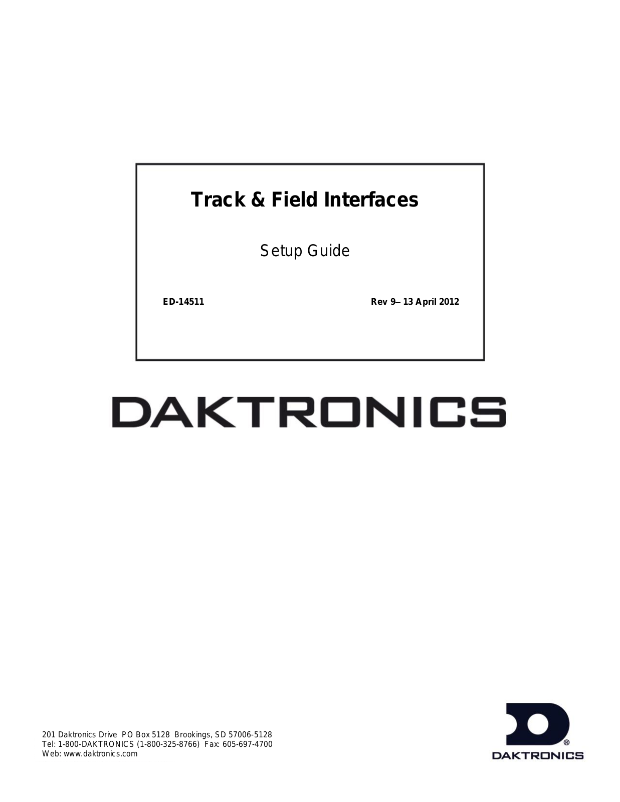 Daktronics Track  Field Interfaces User Manual