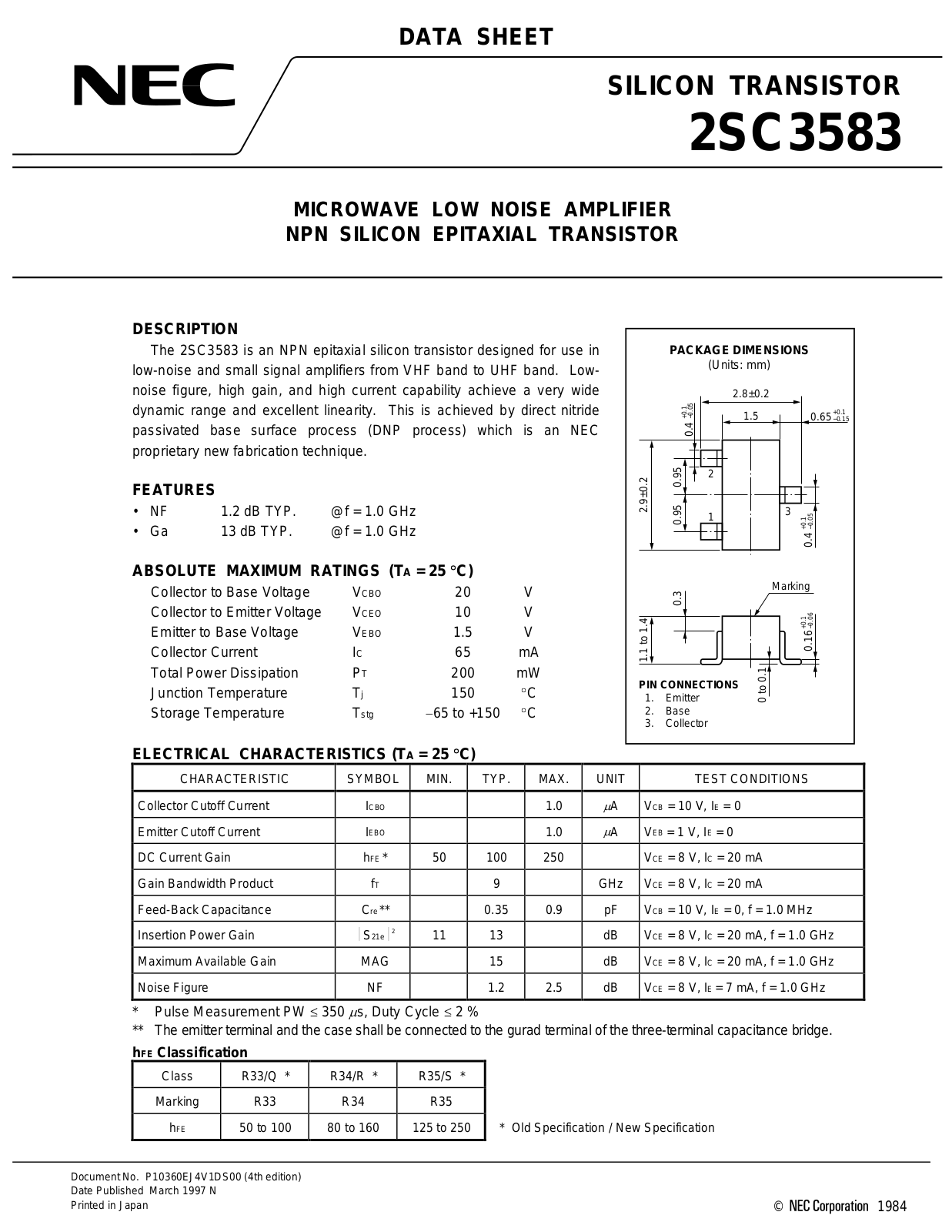 NEC 2SC3583 Datasheet