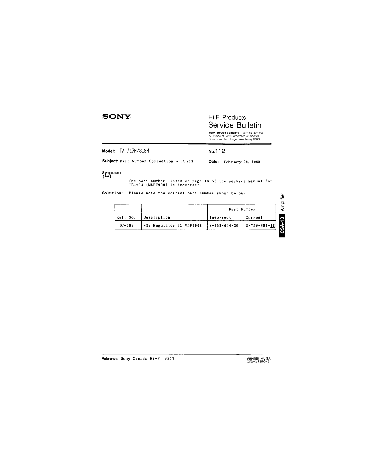 Sony TA-717M, TA-818M Service Manual