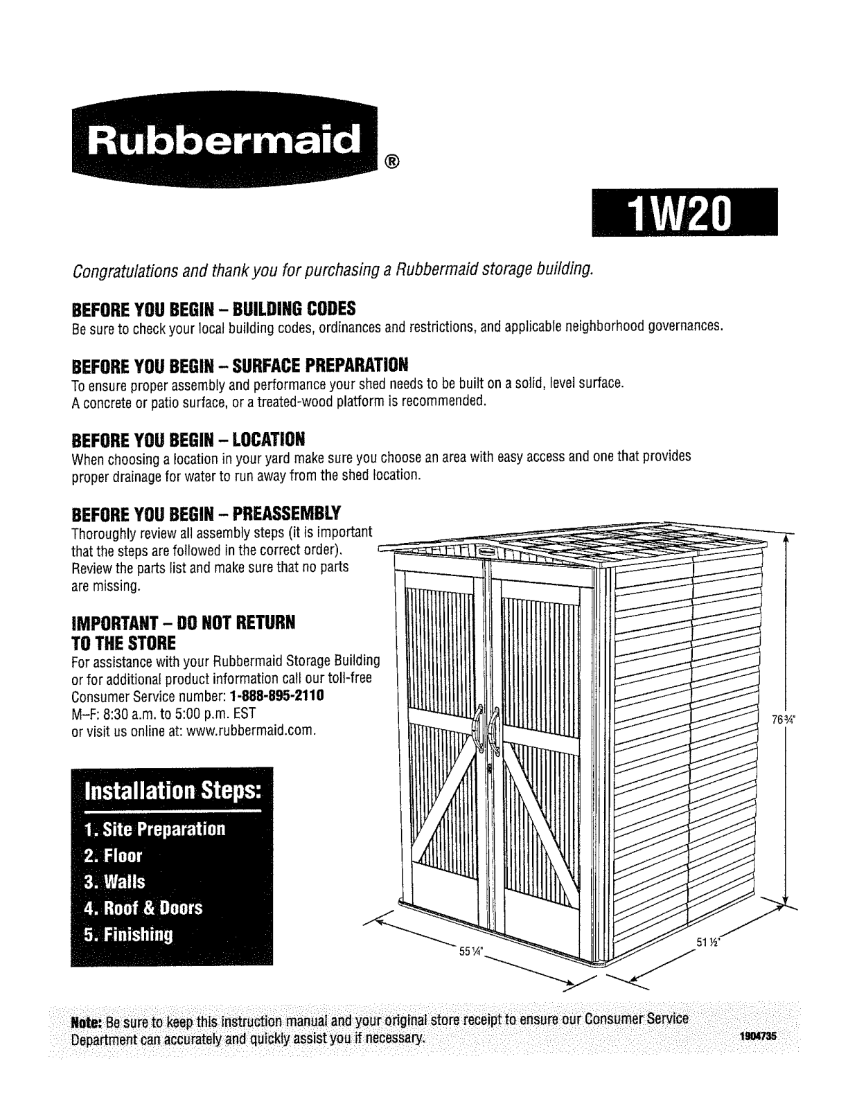 Rubbermaid 1W20 User Manual