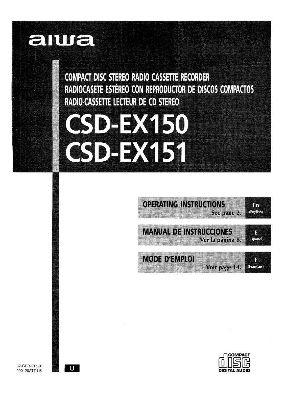 Aiwa CS-DEX151, CS-DEX150 Owners Manual