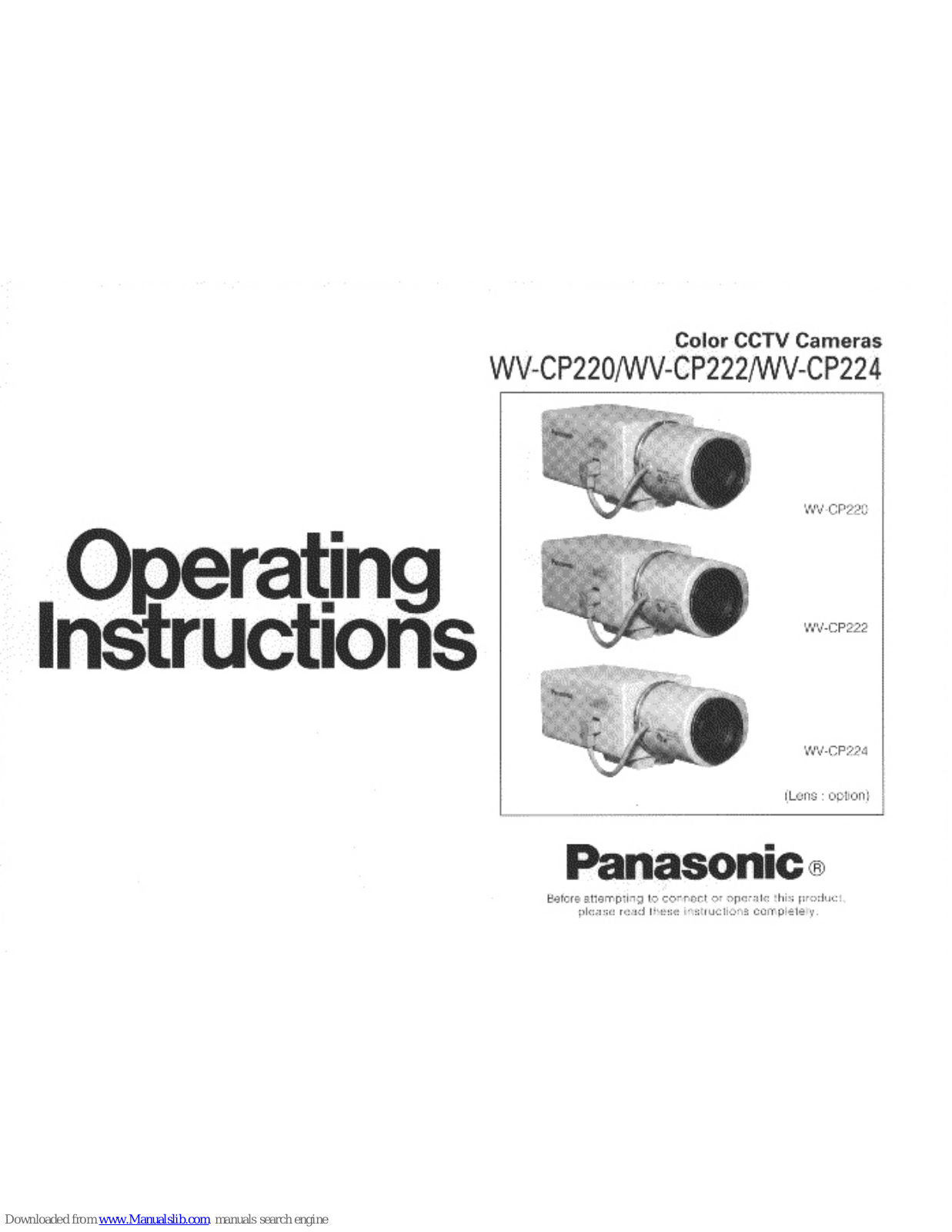 Panasonic WV-CP222, WV-CP224 Operating Instructions Manual