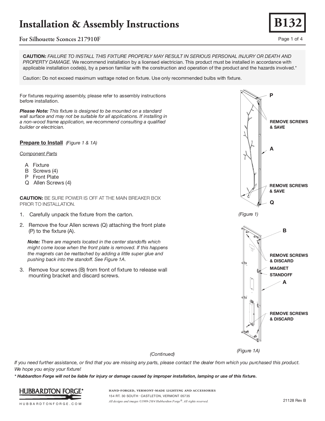 Hubbardton Forge 217910 User Manual