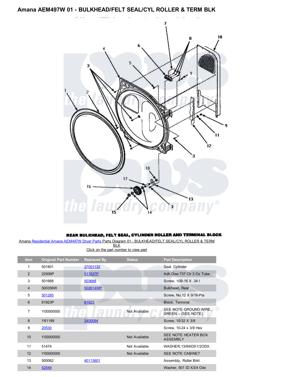 Amana AEM497W Parts Diagram