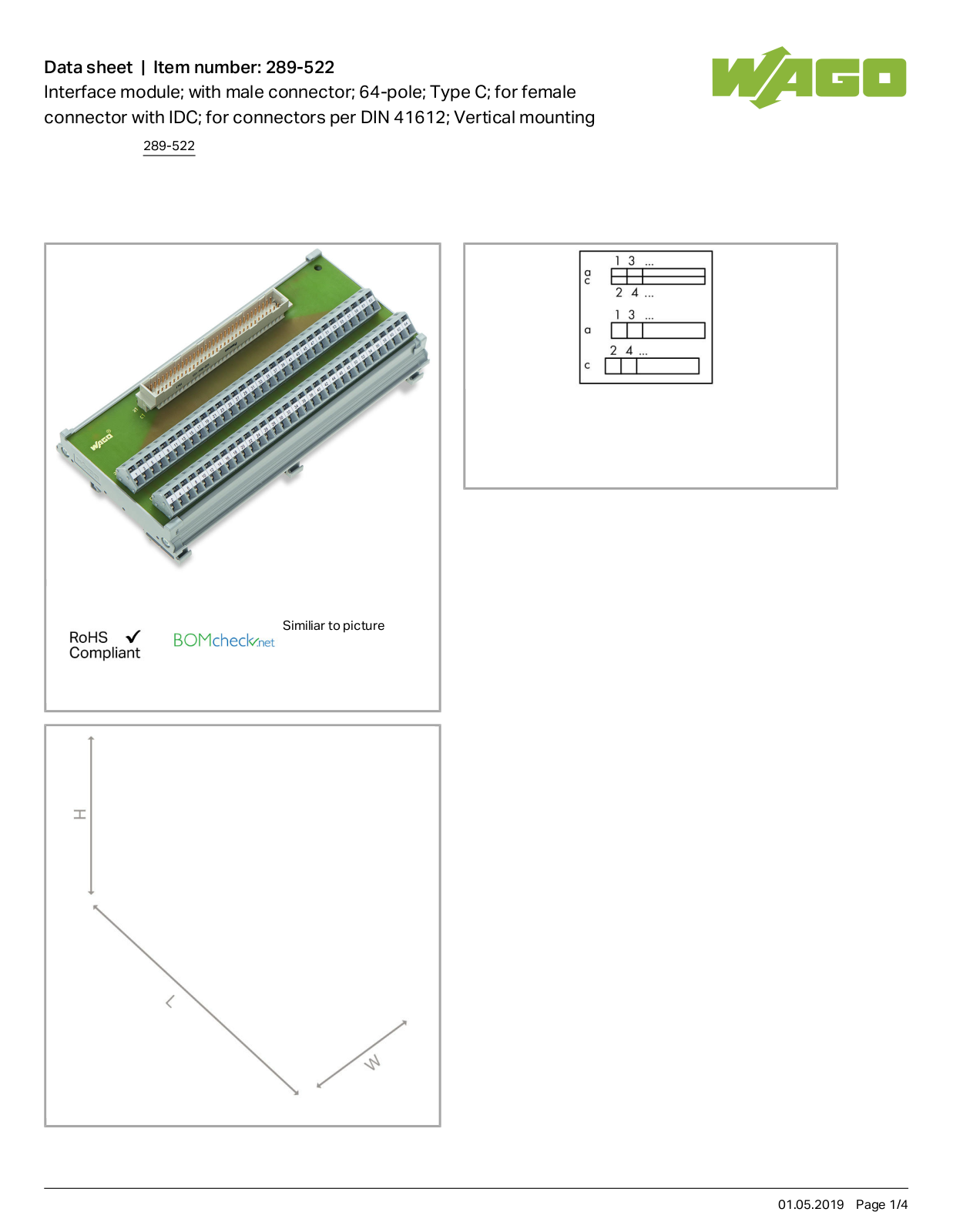 Wago 289-522 Data Sheet