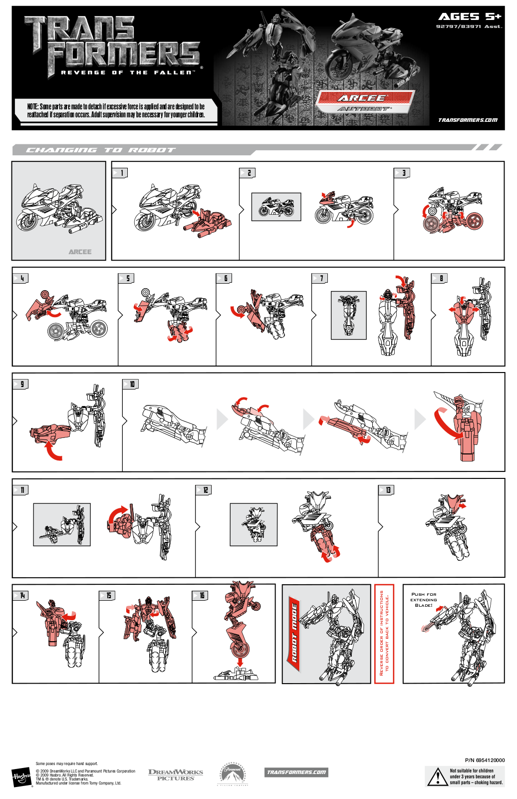 Hasbro TRANSFORMERS ARCEE User Manual