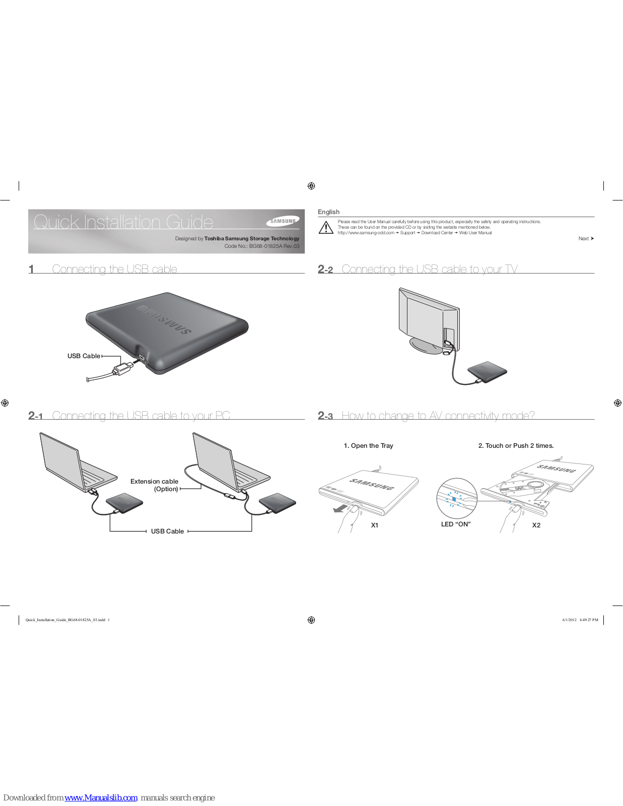 Samsung BG68-01825A Quick Installation Manual