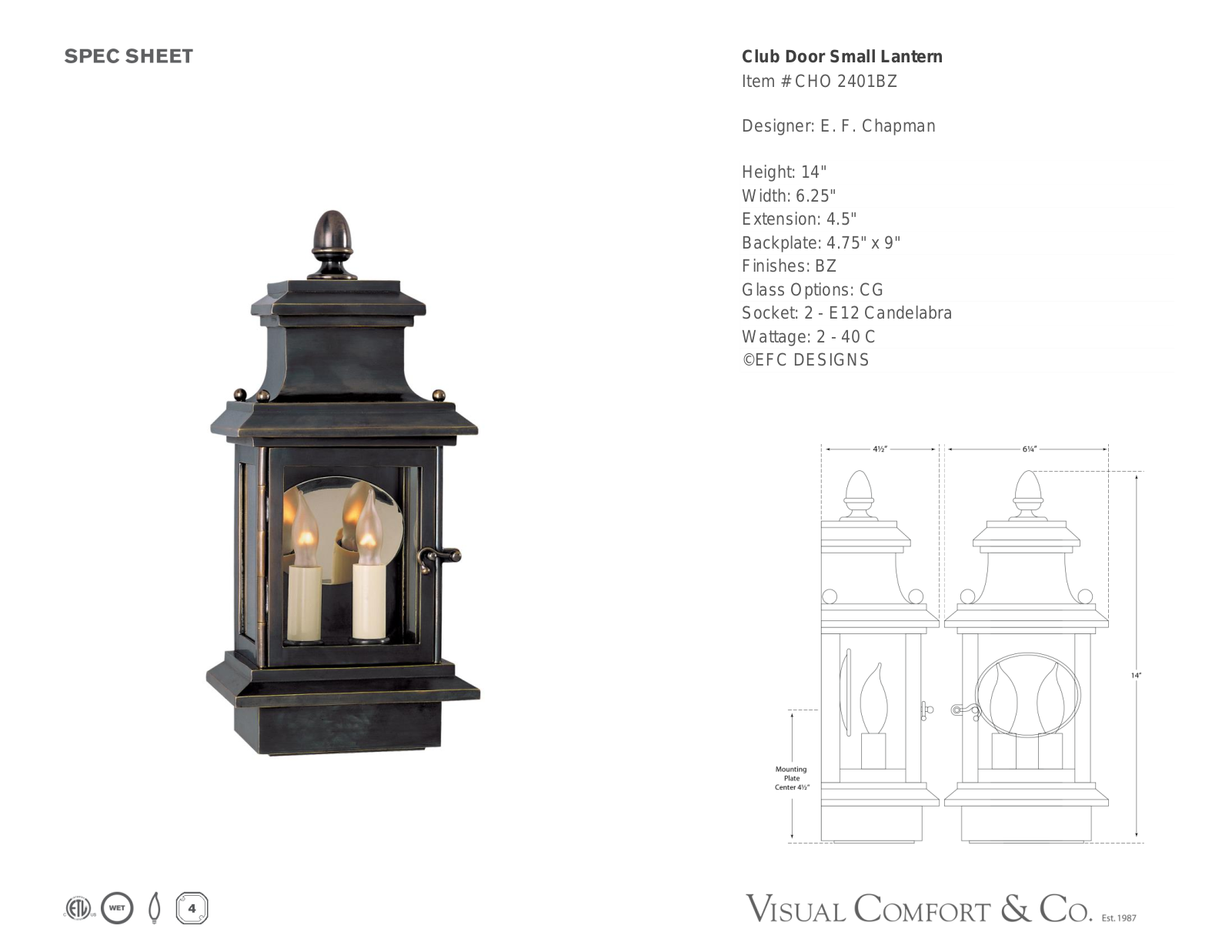 Visual Comfort CHO 2401BZ User Manual