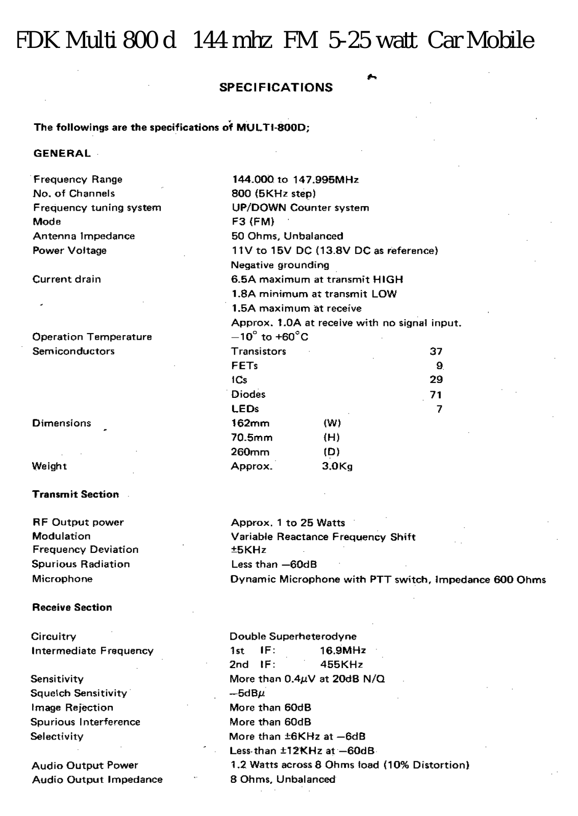 FDK Multi-800D User manual - ManualMachine.com
