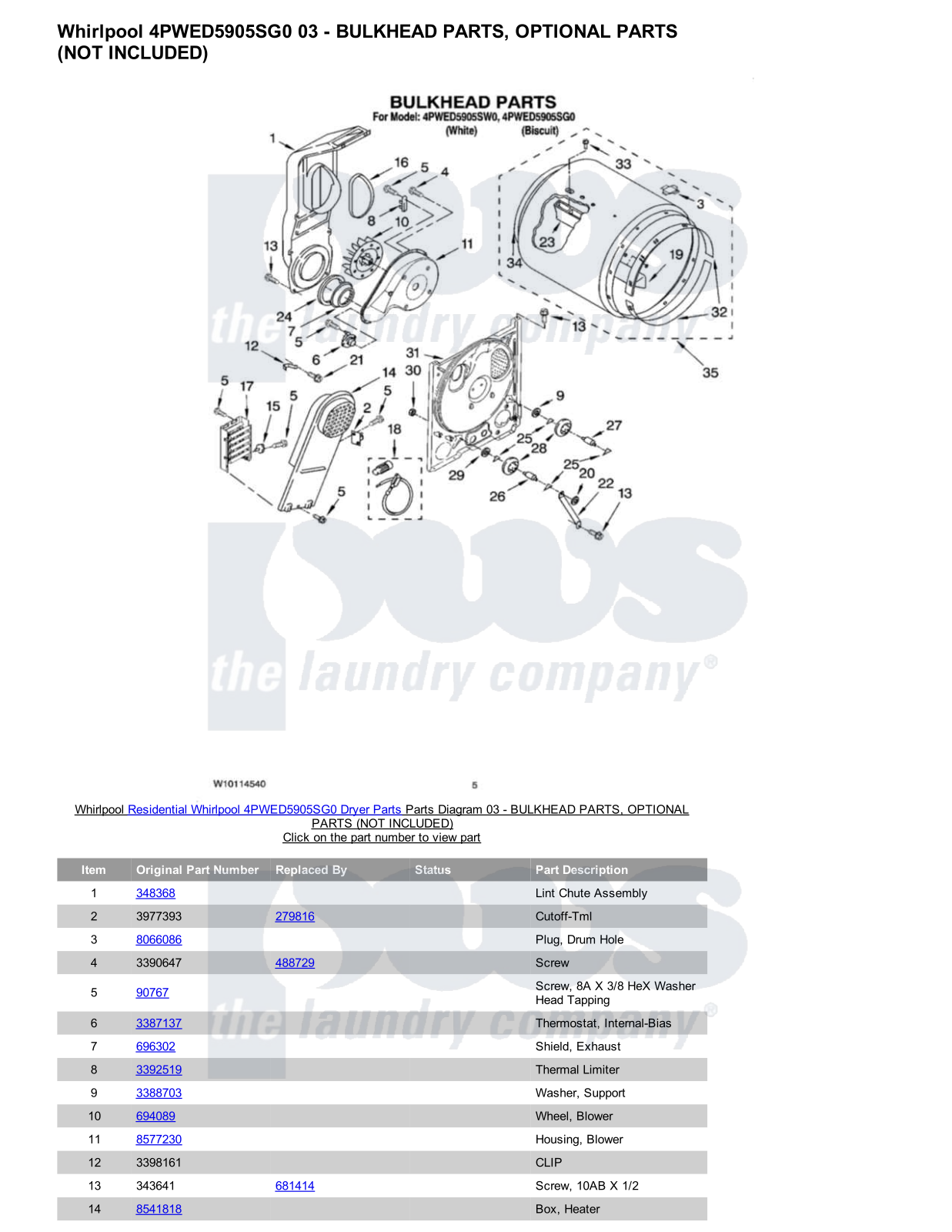 Whirlpool 4PWED5905SG0 Parts Diagram