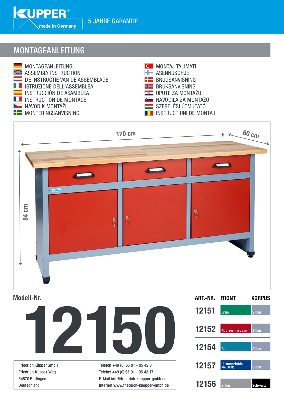 Küpper 12150, 12151, 12152, 12154, 12156 User guide