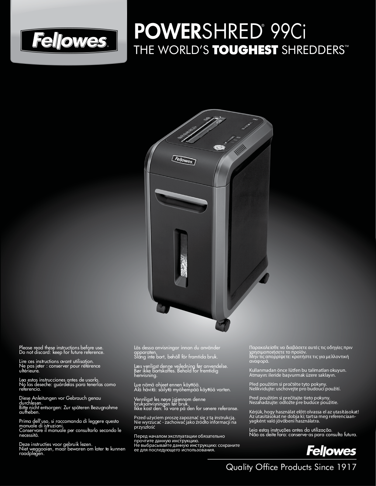 Fellowes 99Ci User Manual