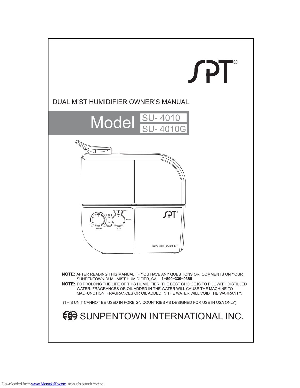 SPT SU-4010G, SU-4010 Owner's Manual