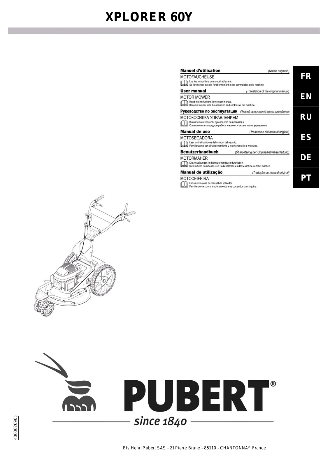 PUBERT XPLORER 60Y User guide