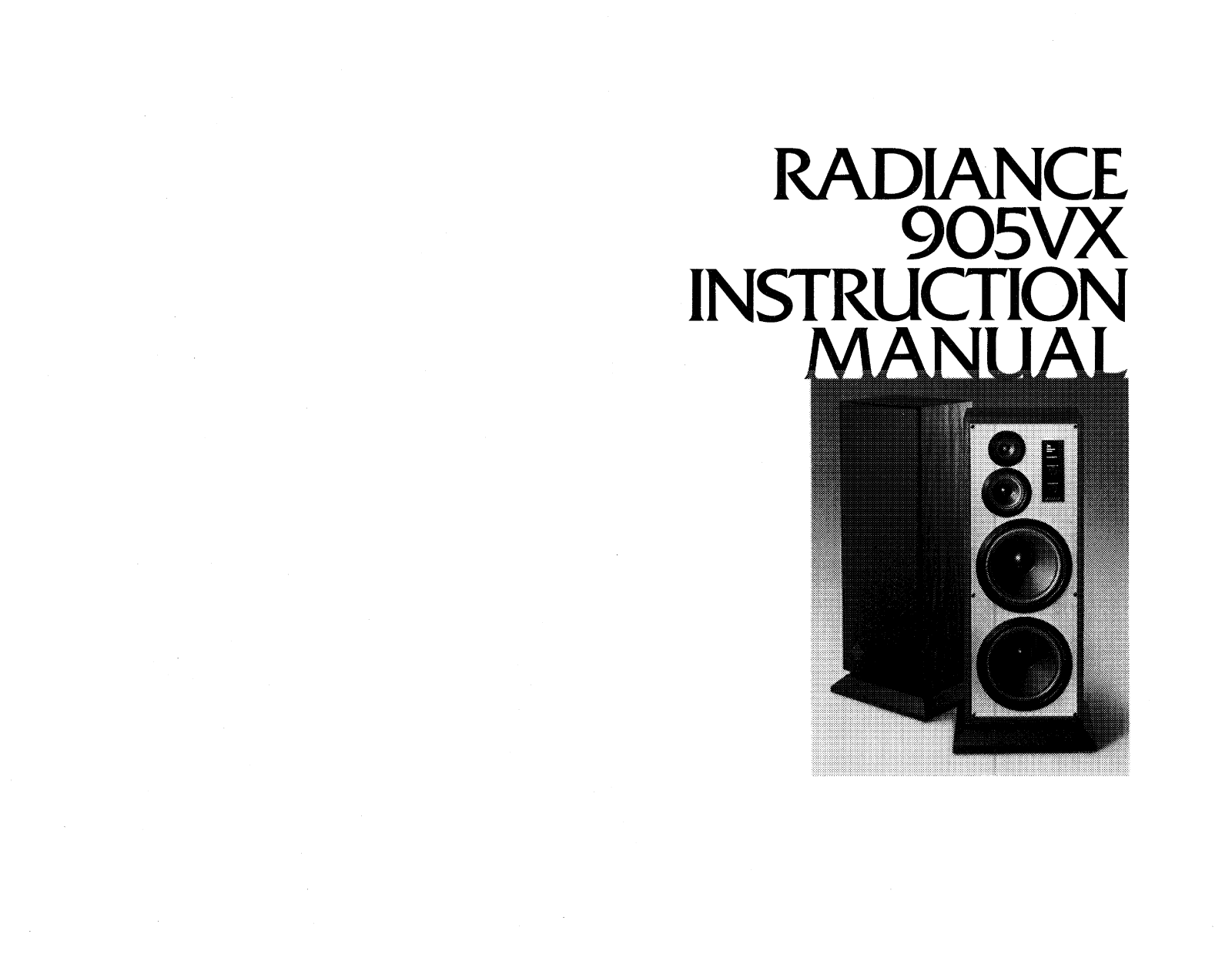 JBL 905VX, RADIANCE 905VX User Manual