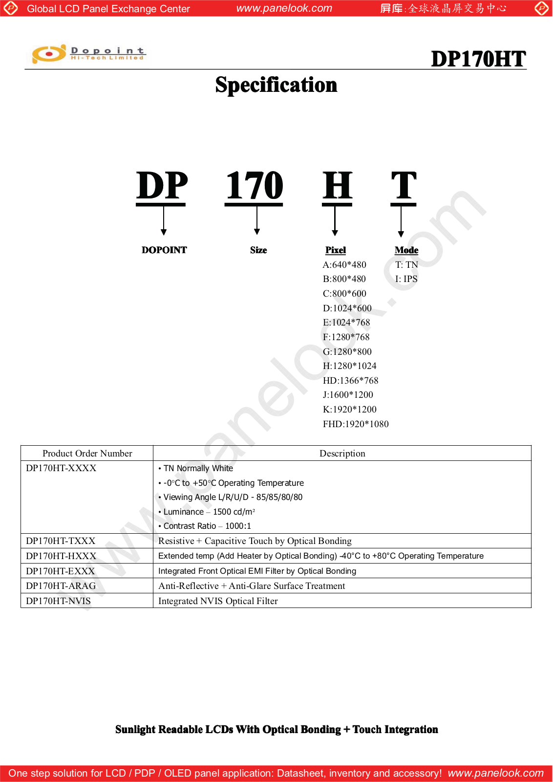 Dopoint DP170HT Specification