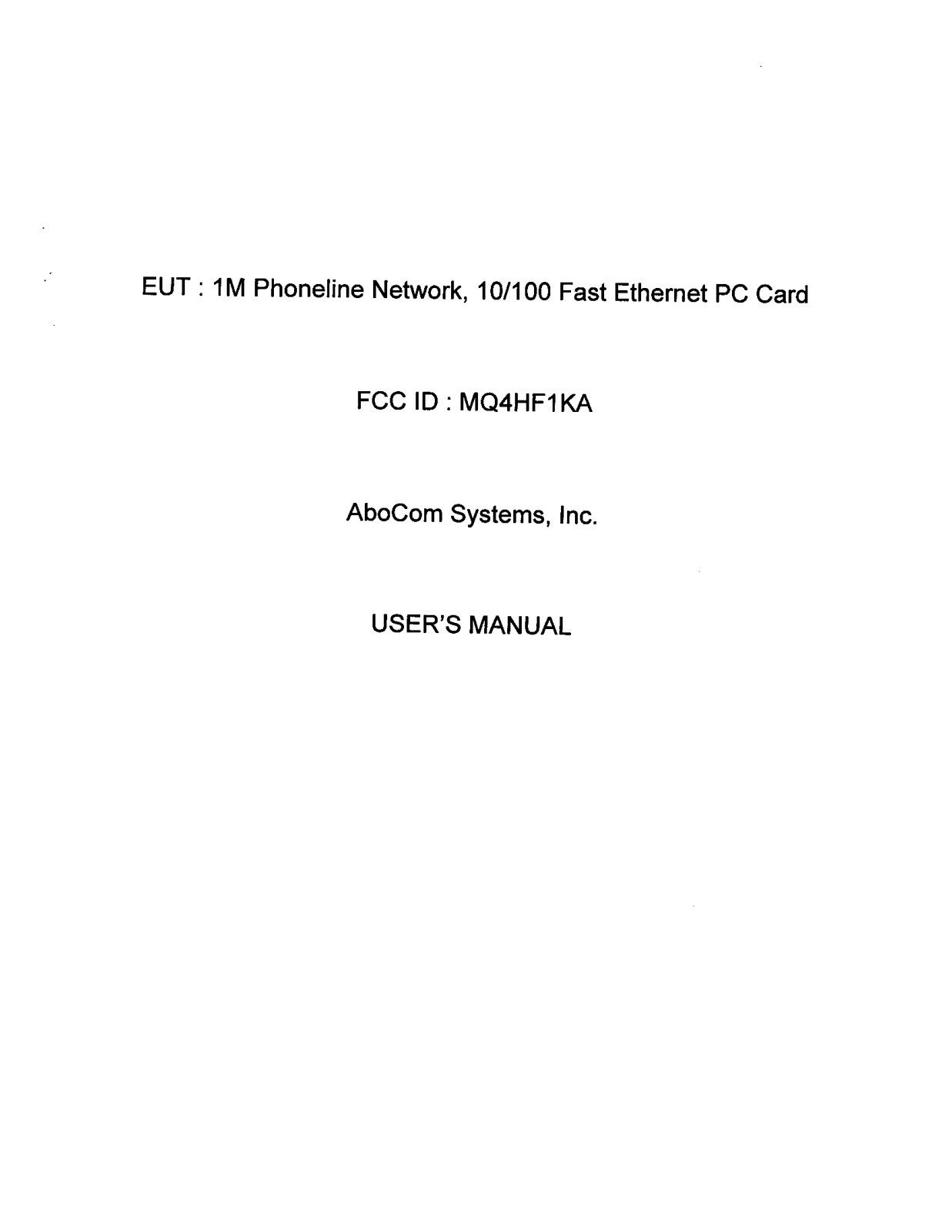 Abocom Systems HF1KA User Manual